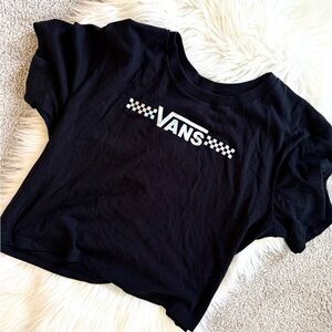 Vans Black Crop Tee with Iridescent Logo